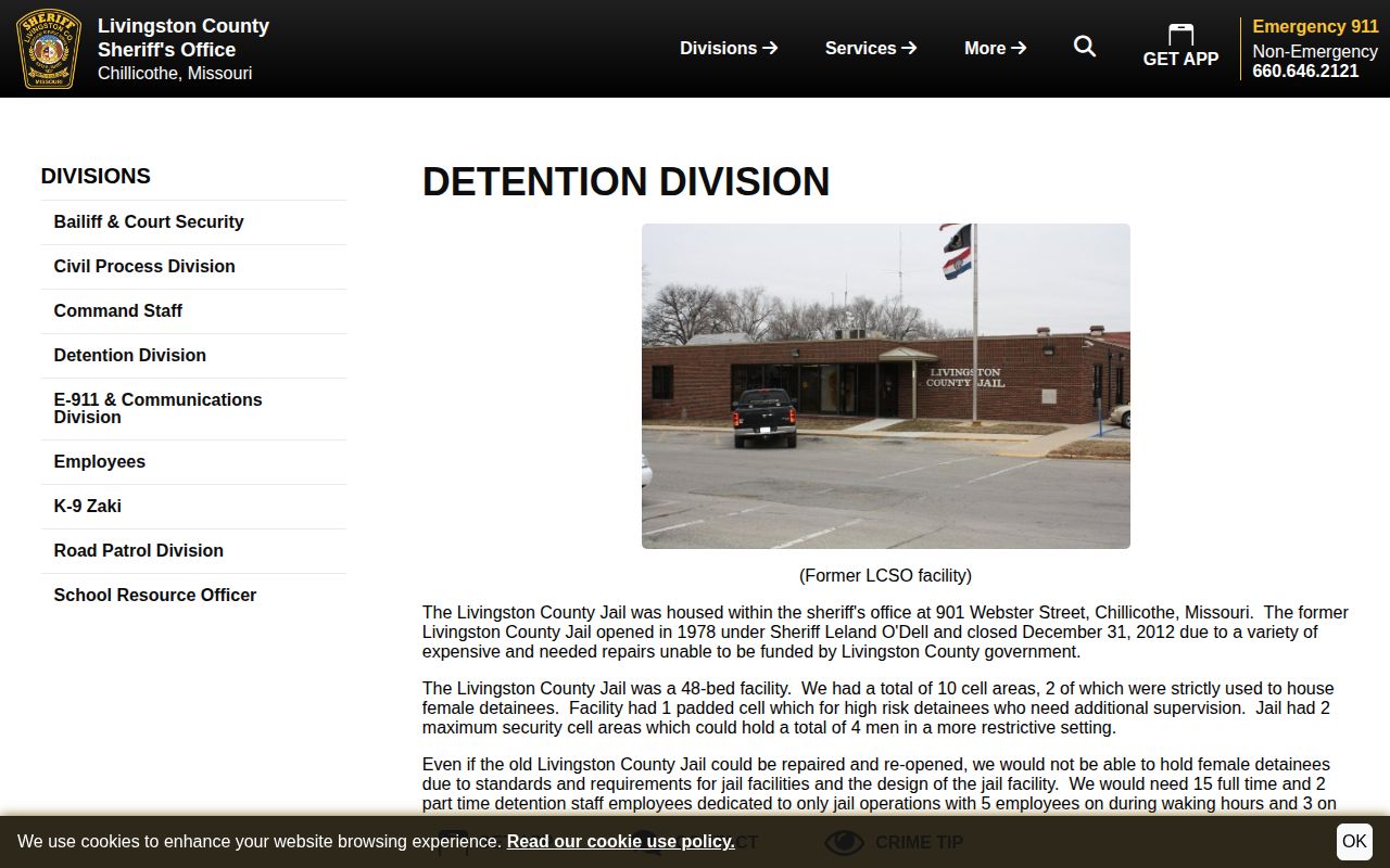 Livingston County detention division custody information